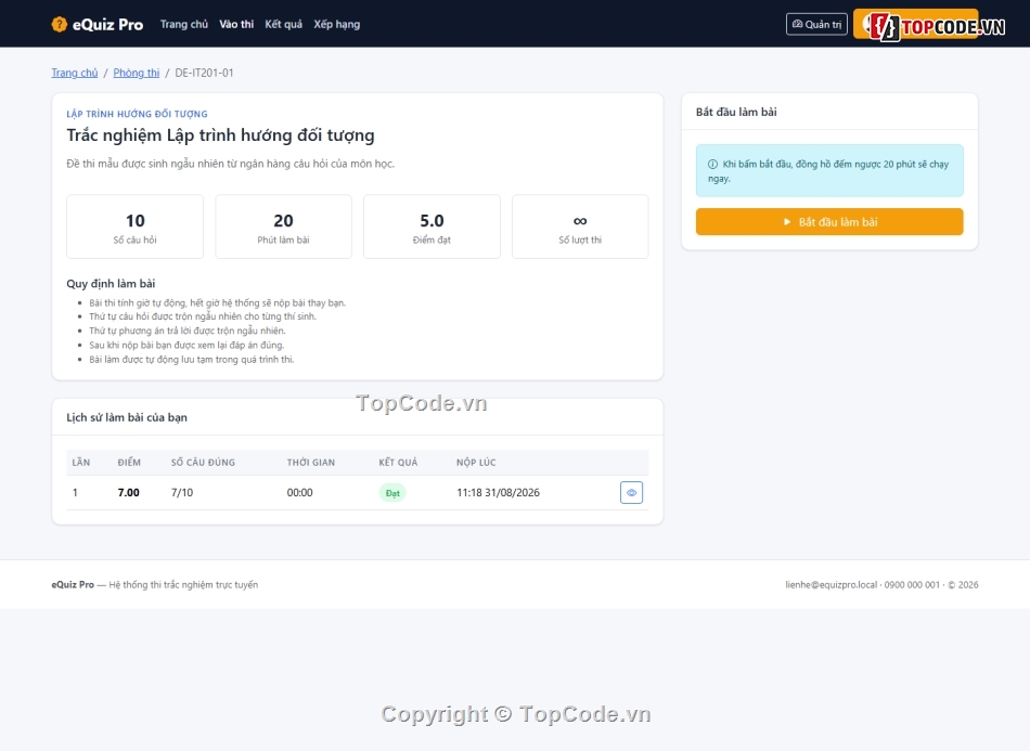 Web Thi Trắc Nghiệm Online,thi trắc nghiệm,code thi trắc nghiệm